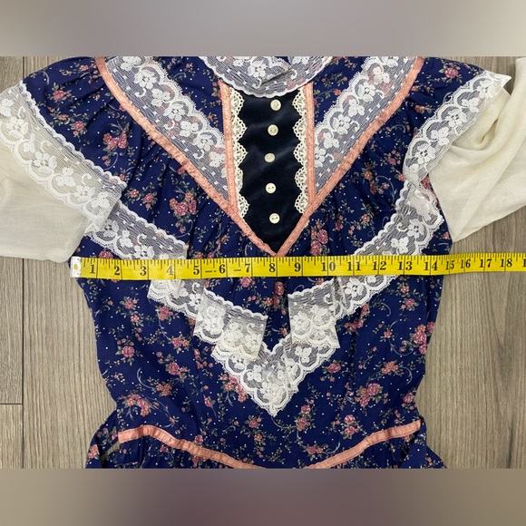Vintage 1970's Gunne Sax Jessica Prairie Boho Festival Lace Floral Dress Sz 11 - Picture 7 of 12